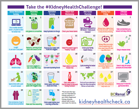 Kidney Health Challenge Calendar Graphic